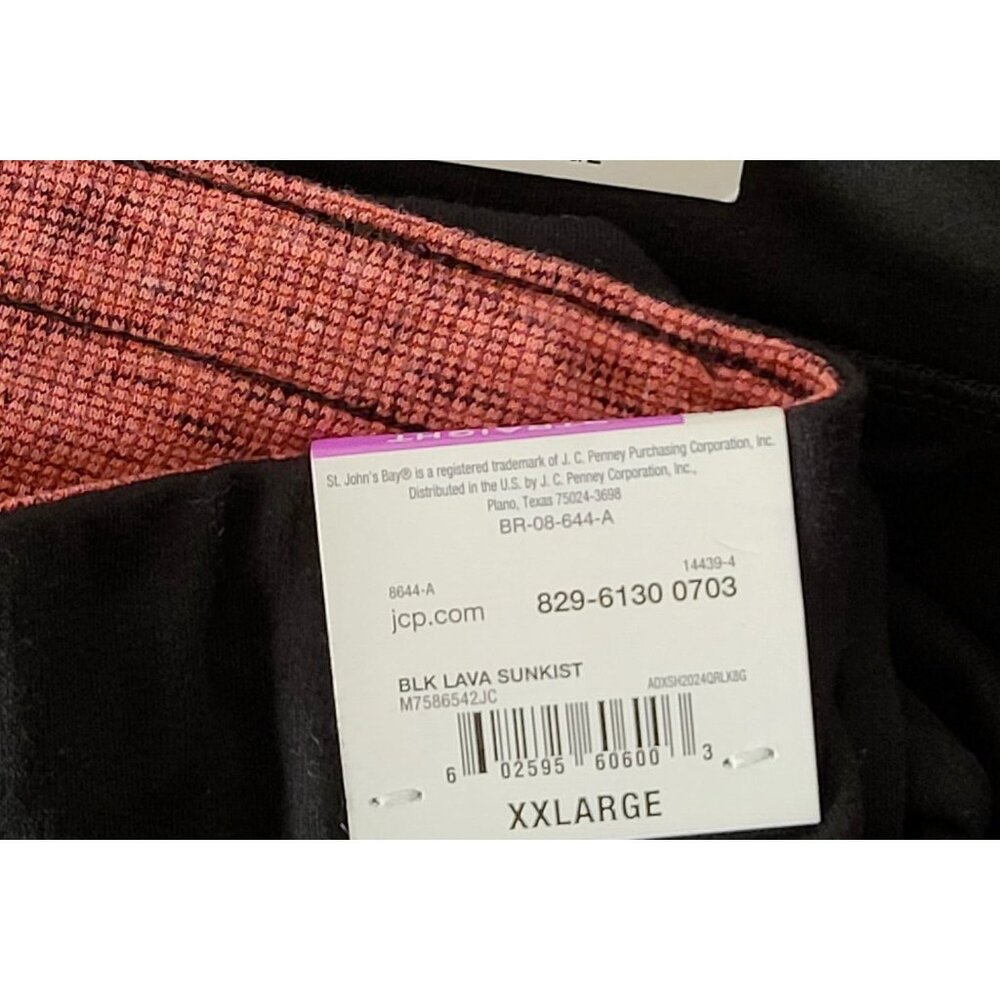 St Johns Bay Womens Leggings XXL Black/Orange Slim Leg Terry Lined Lace Up Ankle - Picture 4 of 6